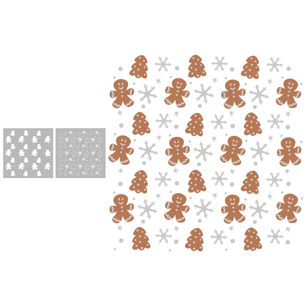 

MangoCraft 2PCs 2023 Winter Plastic Stencils Snowflake Gingerbread Man Stencil For Decor DIY Scrapbooking Cards Album Background