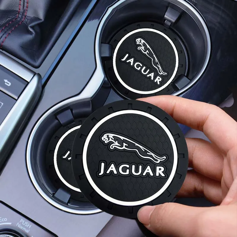 

2pcs Car Logo Coaster Water Cups Mat Decoration Pad Auto Accessories for Jaguar X-TYPE F-TYPE S-TYPE XE XF XJ XK XJR XFR XJS XJL