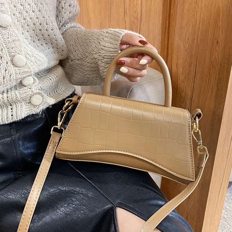 

Woman luxury stone pattern shoulder bags simple solid color shoulder bag fashion design handbag High-end trend small square bags