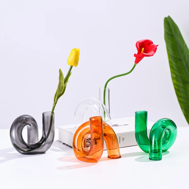 

Nordic Style Glass Vase Hydroponic Plant Glass Bottle Living Room Decor Dried Flower Decoration Transparent Flower Vase ZB364