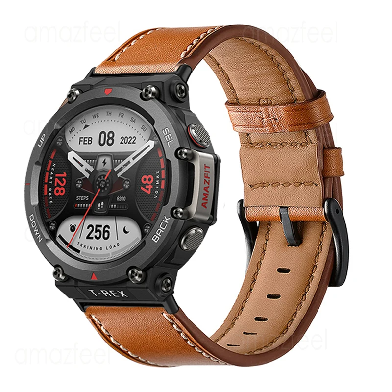Ремешок из натуральной кожи для смарт-часов Amazfit T-Rex 2 сменный Браслет T Rex/T Rex Pro -