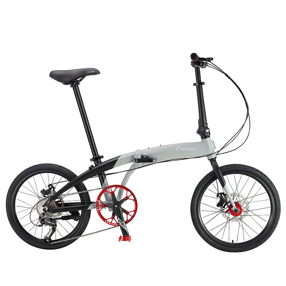 

20 Inches Bicycle Aluminium Alloy Foldable Bike 9 Speed Change Dual Disc Brake Ergonomic Design Saddle Rear Shock Absorber