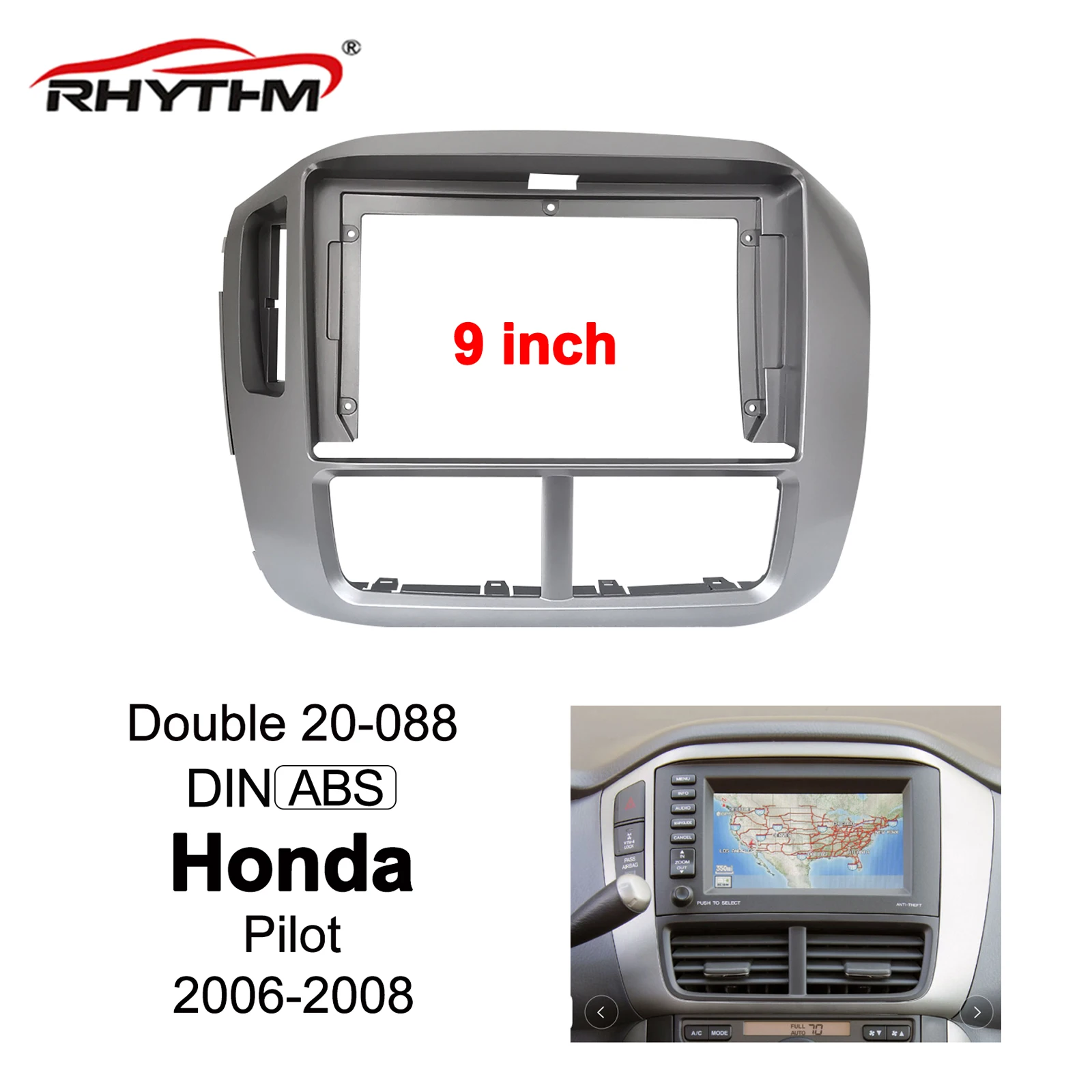 

9-дюймовая Автомобильная панель для Honda Pilot 2006 2007 2008, стереопанель для установки приборной панели, двойная Din радио, DVD, комплекты рамок