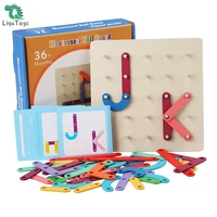 liqu wooden alphabet puzzles abc puzzle board for toddlers educational learning letters numbers shapes construction toys