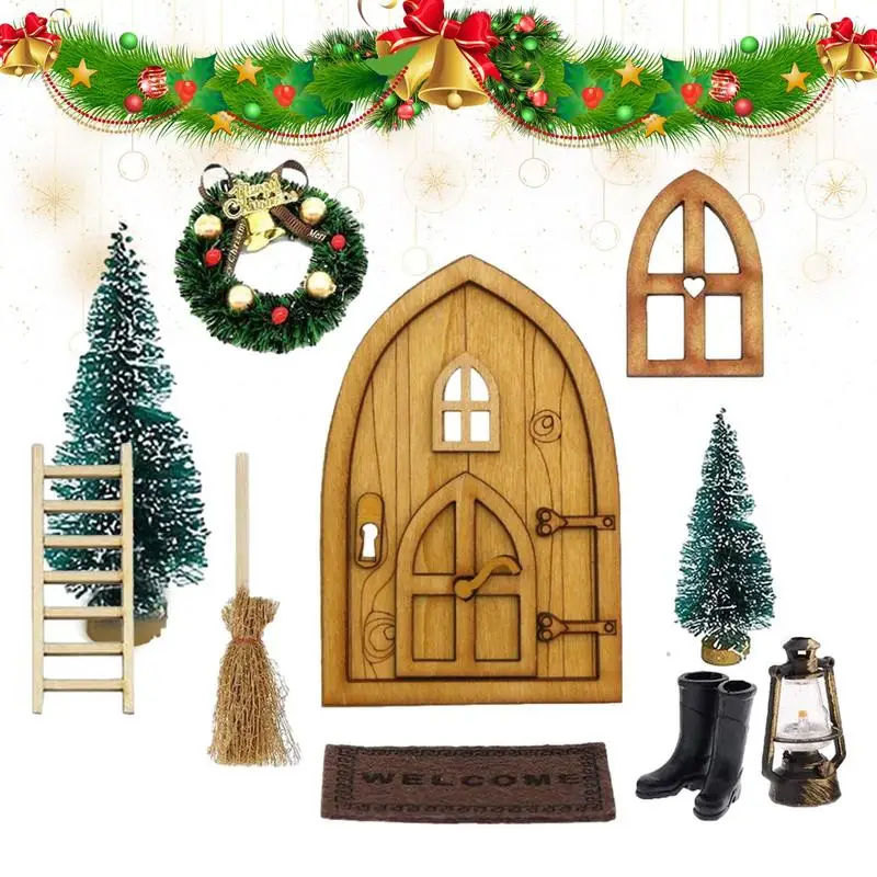 

Рождественская сказочная дверь «сделай сам», рождественские мини-двери, композитные сказочные украшения, сказочные сады, миниатюры, Рождес...