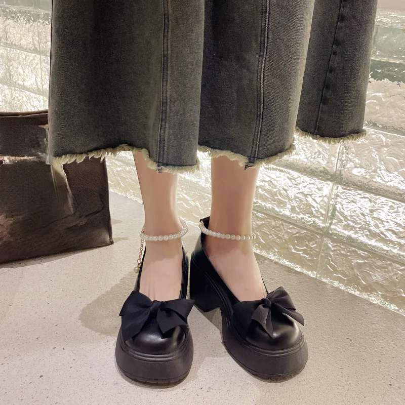 

Туфли женские на высоком каблуке, туфли-лодочки с ремешком на щиколотке, Украшенные бусинами и бантом, лето 2023