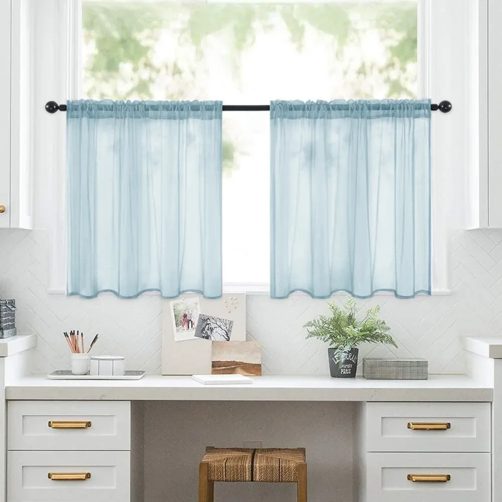 

Комплект Из 2 Коротких Однотонных Штор С Высокой Прозрачностью И Карманом Для Шторной Тесьмы Для Кухни, Ванной, Гостиной