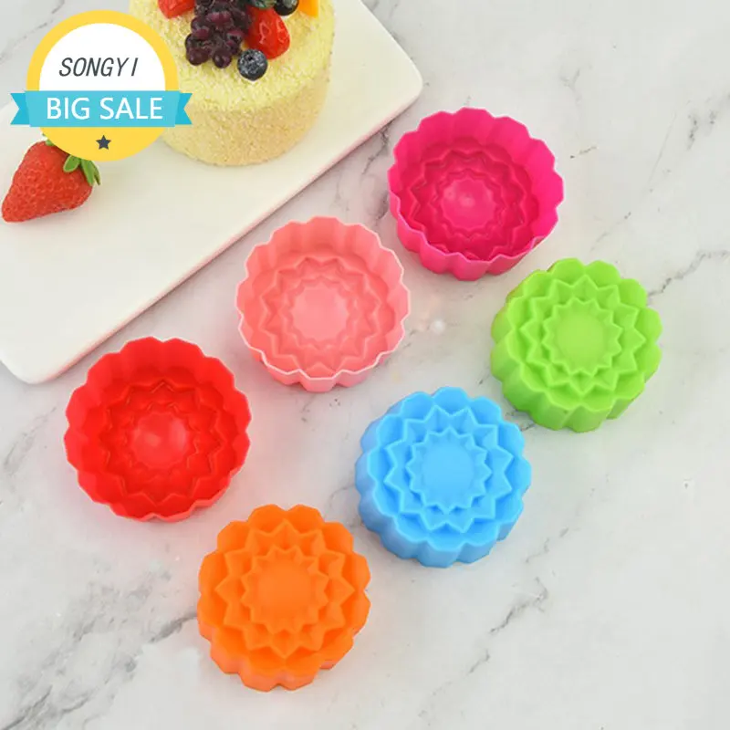 

6Pcs 6.5cm Flower Jelly Pudding Mold Muffin Cake Cup Silicone Muffin Cake Molds