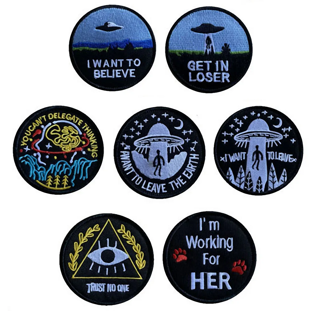 

GET IN LOSER Embroidery Hook&Loop Patches Thinking Brain Morale Badge on Backpack Hat Sticker Tactical Armband Patch