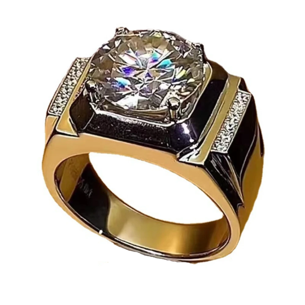 

New 5 Carat Moissanite Luxury Men's Ring Cocktail Party Fine Jewelry Gifts Free Shipping Wholesale