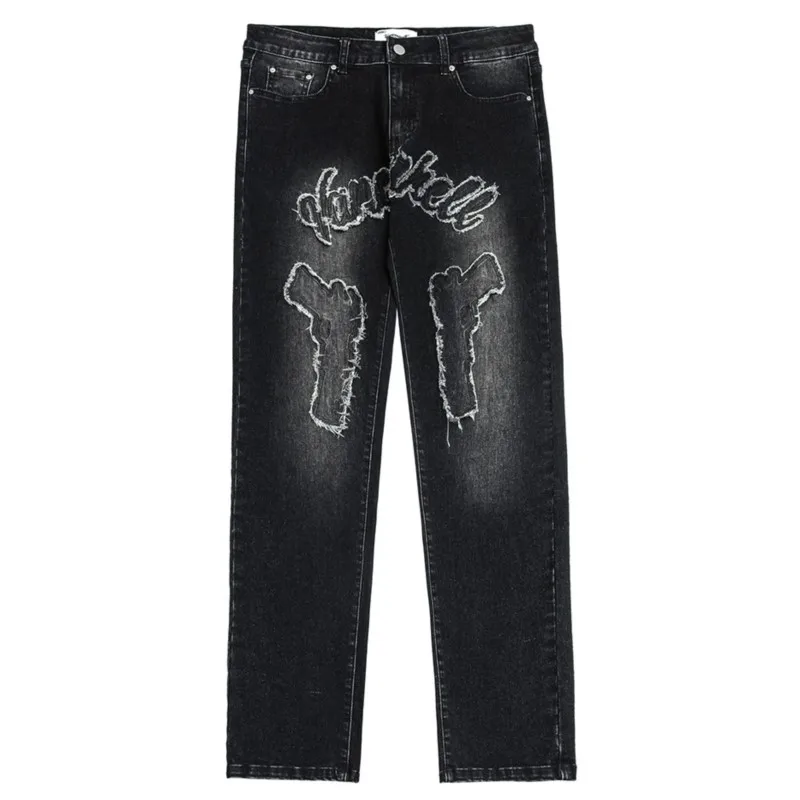 

Niche High Street Hip Hop Patch Embroidery Jeans 2022 Autumn And Winter Man's New Washing Straight Casual Loose Jeans