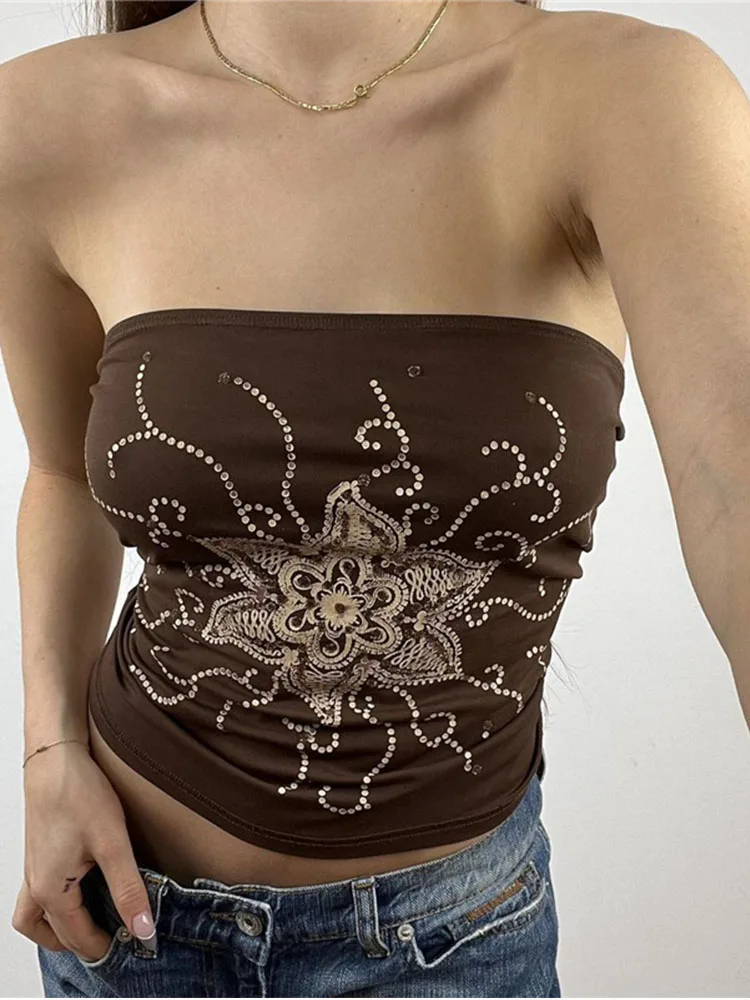 

Женский винтажный укороченный топ с открытыми плечами, с цветочным принтом