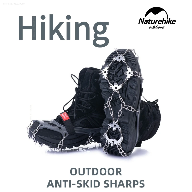 Naturehike Outdoor 13/19 Tooth Crampons Non-Slip Shoe Cover Stainless Steel Spike Chain Snow Claw Winter Climbing Accessories