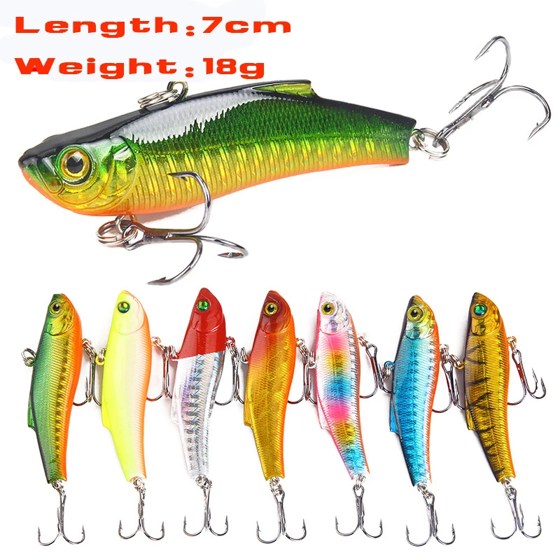 

1Pcs Winter Ice Fishing Lure 7cm/18g Sinking Isca Artificial Rattlin Vibration VIB Hard Bait Crankbait Treble Hooks Tackle