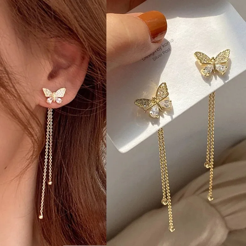 

Fashion Butterfly Earrings Delicate Simple Golden Color Butterfly Tassel Earrings Personalized for Women Jewelry Gifts
