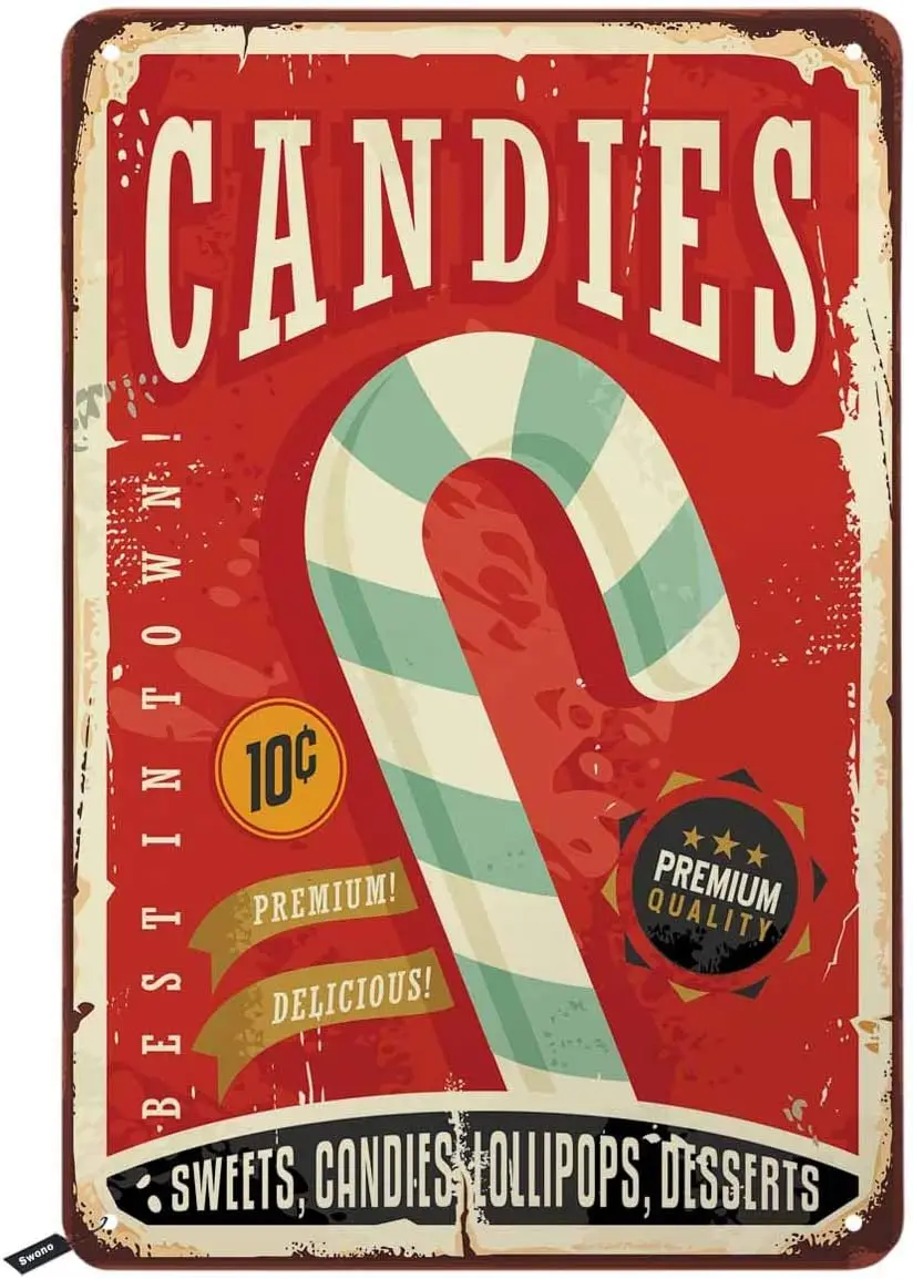 Оловянные вывески Swono Candies сладости конфеты леденцы десерты винтажная