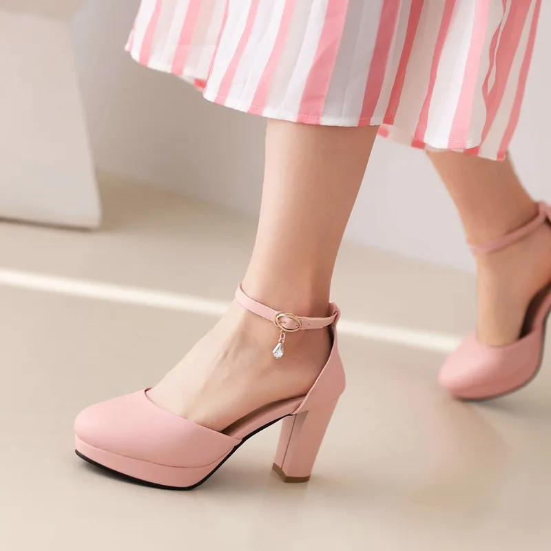 

Women Summer Pink White Black High Heel Ladys Platform Sandals Evening Dress Party Wedding Shoes Female Size 45 Zapatos De Mujer