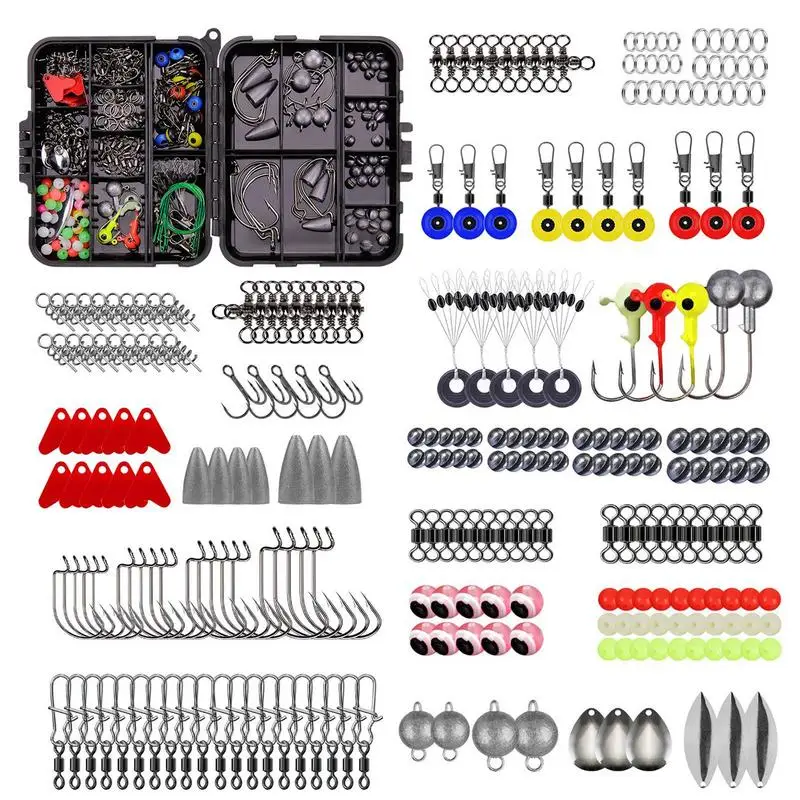 

Fishing Accessories Kit 257pcs Fishing Tackle Box With Tackle Included Hooks Weights Sinkers Swivels Beads Gear And Equipment