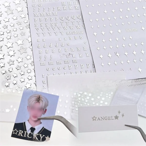 MINKYS Новое поступление набор из 3 предметов серебряные буквы + звезды Kpop верхняя
