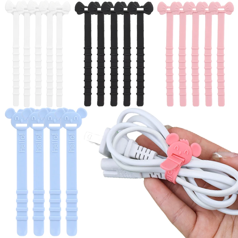 

1-10PCS Cartoon Cute Data Cord Winder Cable Tie Finishing Organizer Creative Earphone Charger Line Storage Clip Organizer Strap