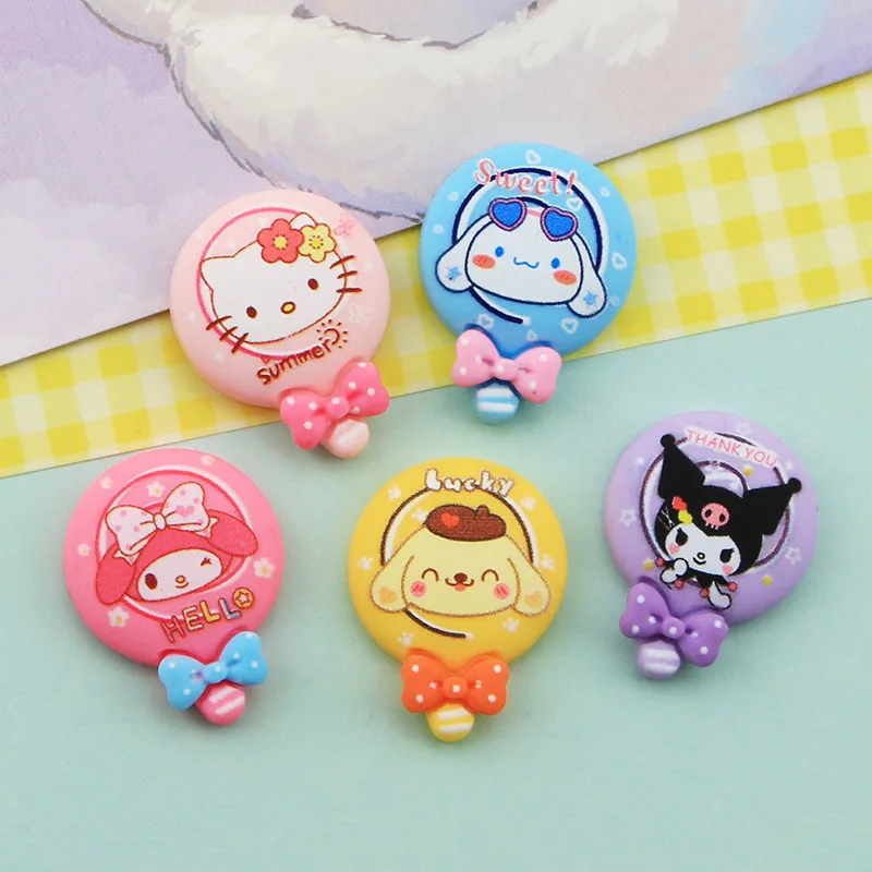 

New style 50pcs/lot color pattern print gcartoon lollipop shape resin cabochon beads diy jewelry hair/phone case accessory
