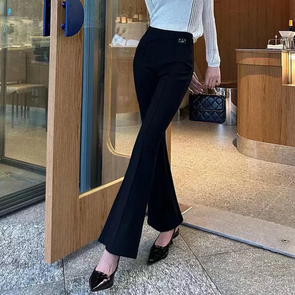 

Women Casual Trousers Winter New Fashion High-waisted Slim Wide-legged Pants Temperament Elegant Commute Lady Solid Color Pants