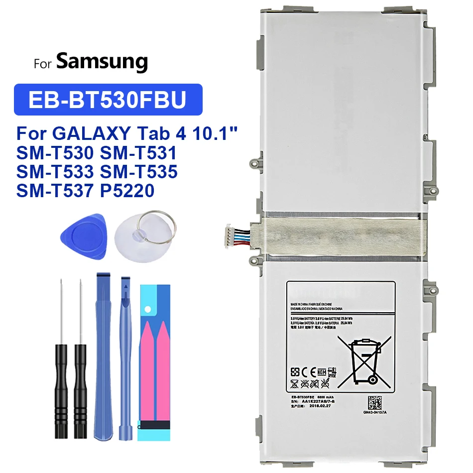 

6800mAh EB-BT530FBU EB-BT530FBC Tablet Battery For Samsung Galaxy Tab4 Tab 4 10.1 SM-T530 SM T533 T535 T531 T535 T537 Free Tools