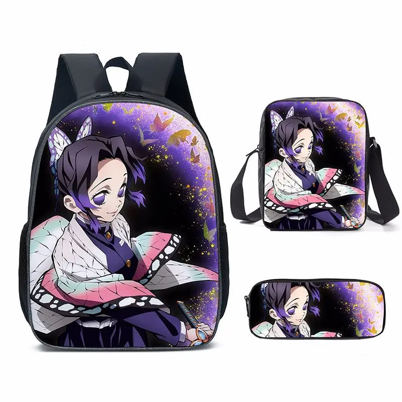 Demon Slayer Anime Backpack Kimetsu No Yaiba Bags Kamado Tanjirou Student School for Girls Boys Three-Piece Notebook Bag |