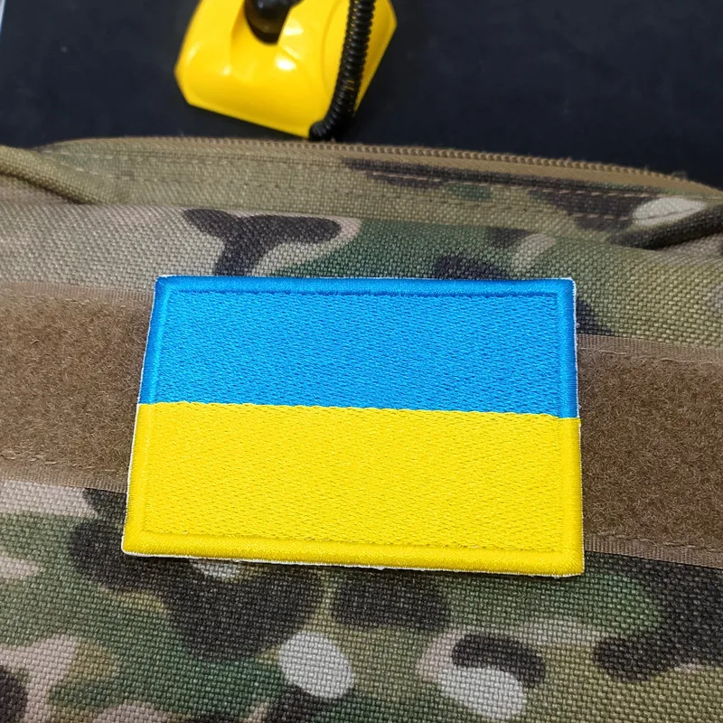 

Ukrainian Flag Magic Sticker Badge Embroidered Rectangle Morale Badge Armband Outdoor Military Fan Badge Cloth Sticker
