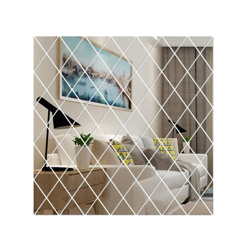 

3D Mirror Wall Sticker Acrylic Diamond Wall Stickers Self Adhesive Spliced Art Decals DIY Living Room Home Decoration