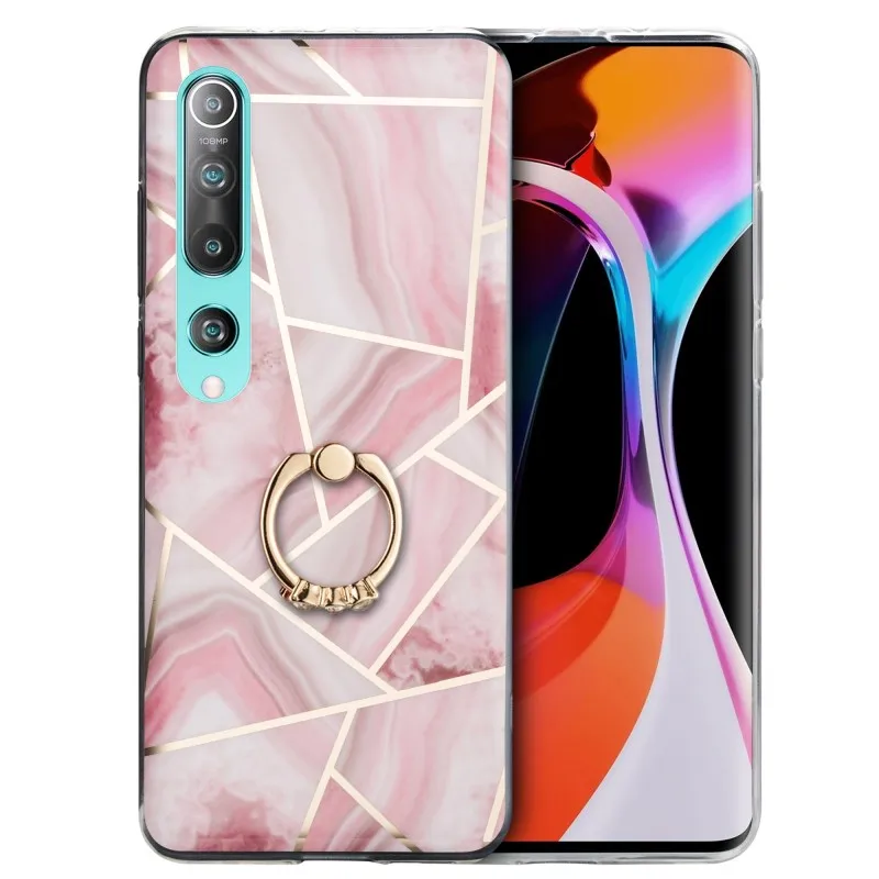 

Ring Holder Case For Xiaomi POCO X3 NFC X3 Pro Redmi Note 9 Pro Max 10 10S 9S 8 8A Mi 11T Plating Soft IMD Silicone Marble Cover