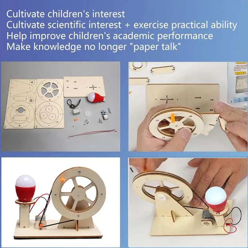 Игрушечный генератор с ручкой деревянный учебный набор для научных генераторов