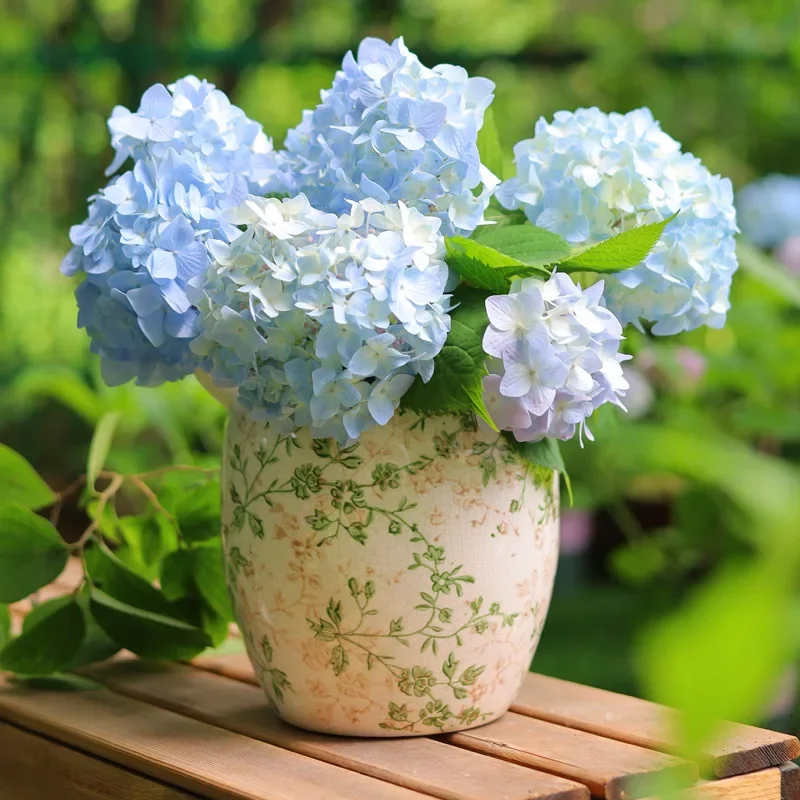 Винтажный керамический цветочный горшок для украшения дома Зеленый ледяная