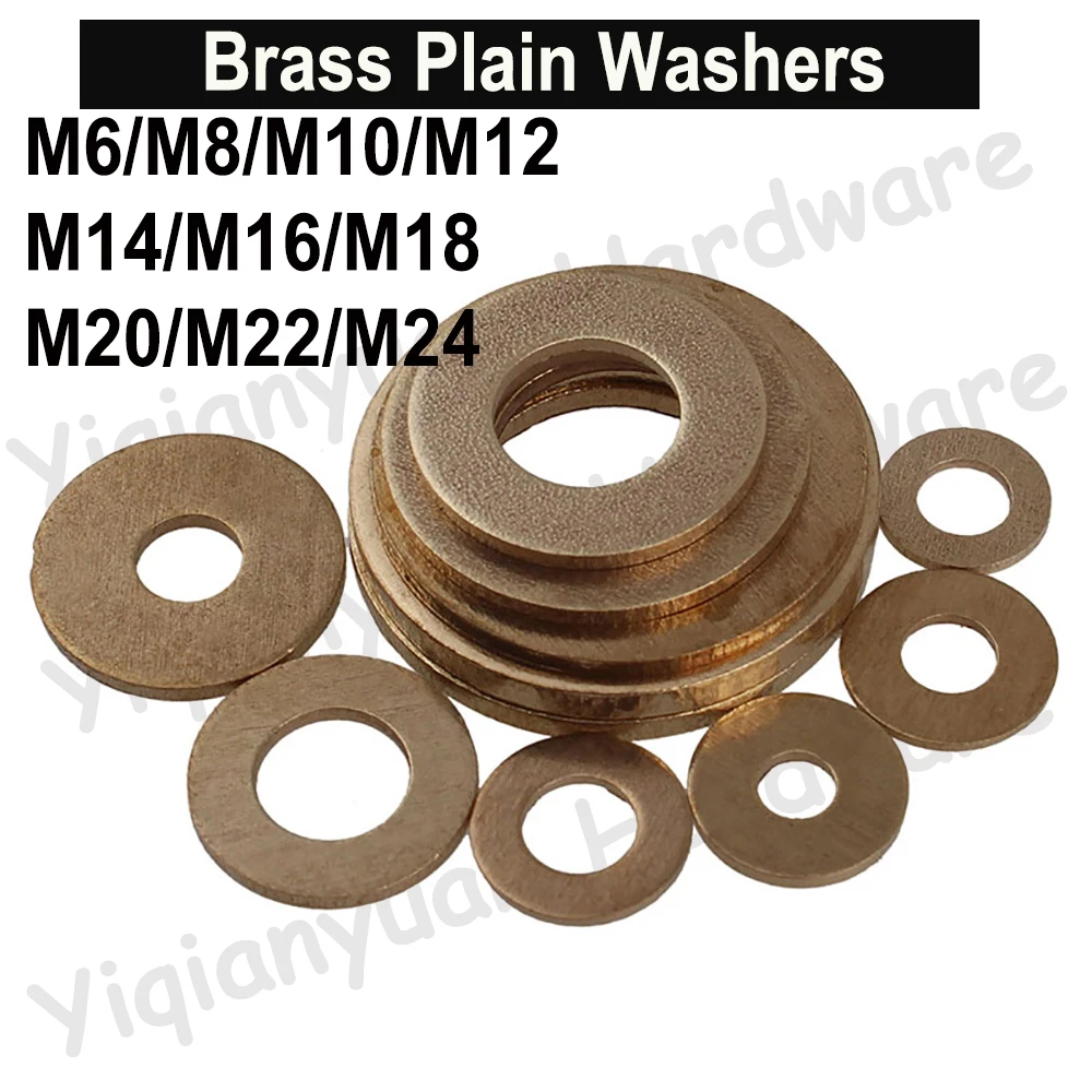 

1Piece-50Pcs H59 Brass Solid Plain Washer Copper Flat Gaskets M6 M8 M10 M12 M14 M16 M18 M20 M22 M24 Shim Flat Ring Spacers