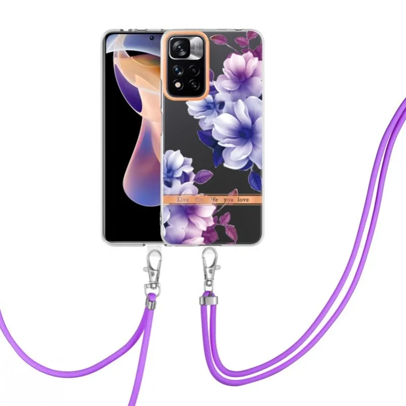 

For Redmi Note 11 Pro 11s Crossbody Phone Case Xiaomi Mi 11T Flower IMD Necklace Lanyard Strap Cover For Redmi Note 10 Pro 9A M4
