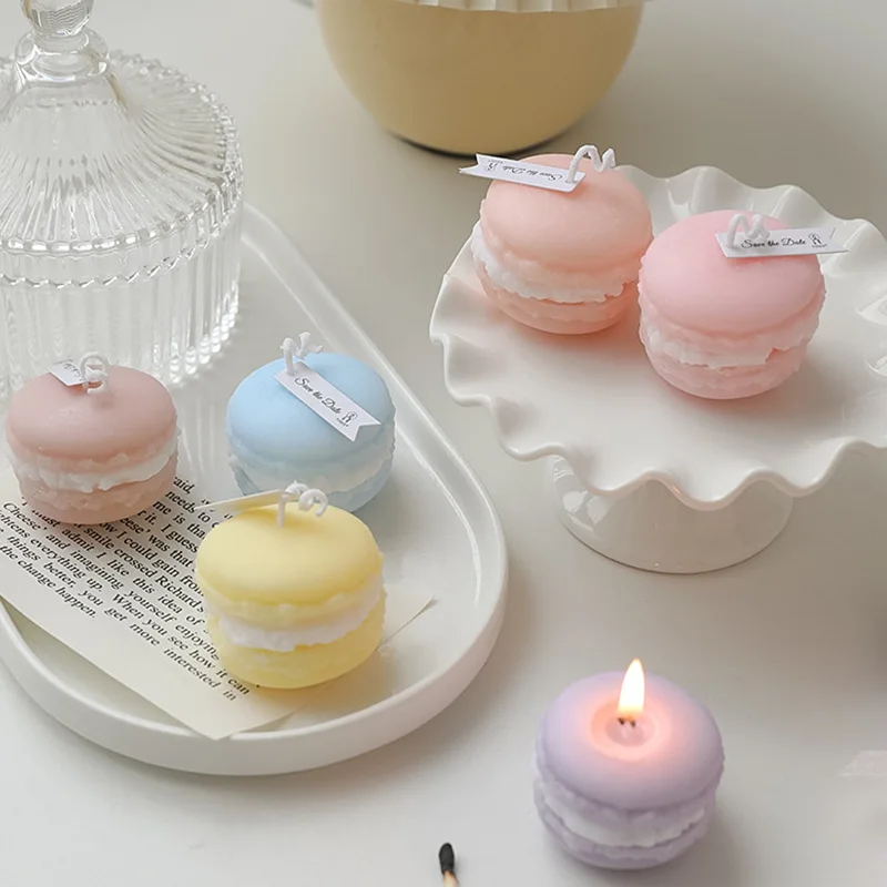 

Macaron Scented Candles Handmade Lovely DIY Candles Aromatherapy Scented Wedding Home Decoration INS Shooting Props Lightings