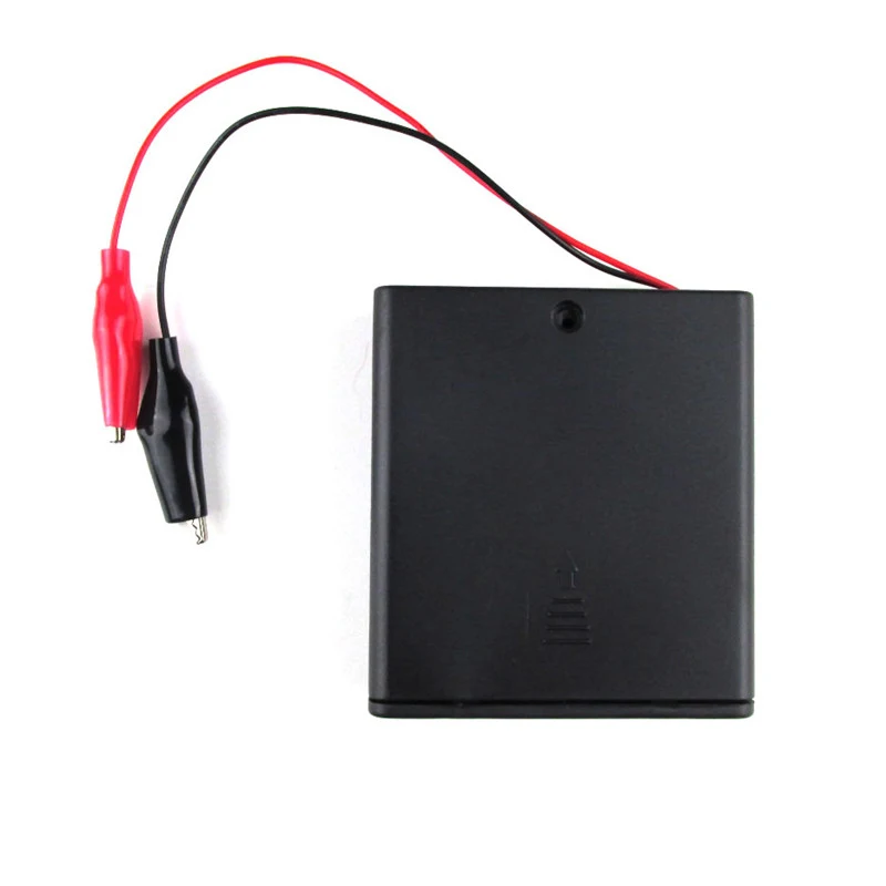 600pcs/lot 4*AA 6V Plastic Battery Holder Storage Box Case With Alligator Clips For 4 x 1.5V AA Lithium Batteries Cover
