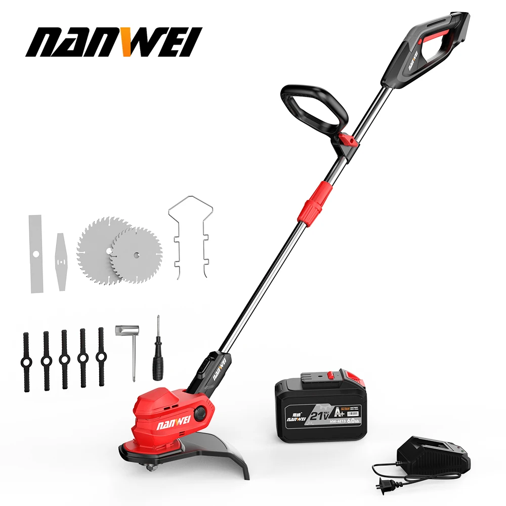 NANWEI бесщеточная электрическая газонокосилка 7 дюймов