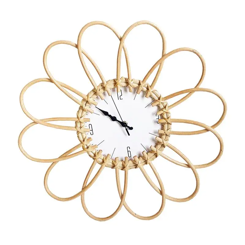 

Boho Wall Clock Minimalist Rattan Clocks Silent Clock Nordic Style For Bedroom Offices Living Room Farmhouse Kitchen Study Room