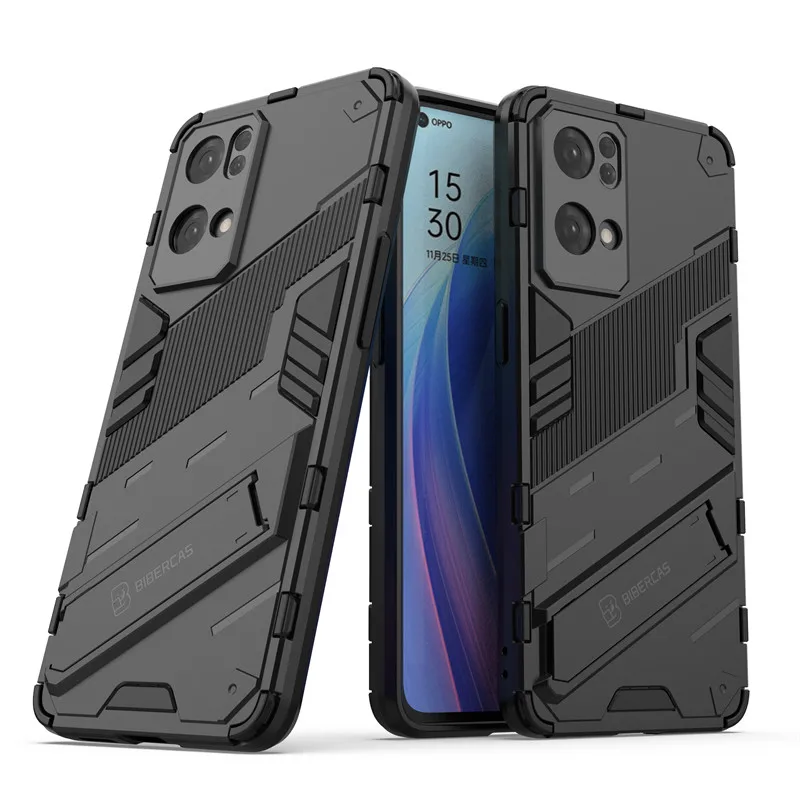 

PUNK Phone Case For OPPO Reno7 Pro Case Reno7 6 5 Pro 5G Cover Armor PC Shockproof TPU Silicone Protective Back Cover Reno7 Pro