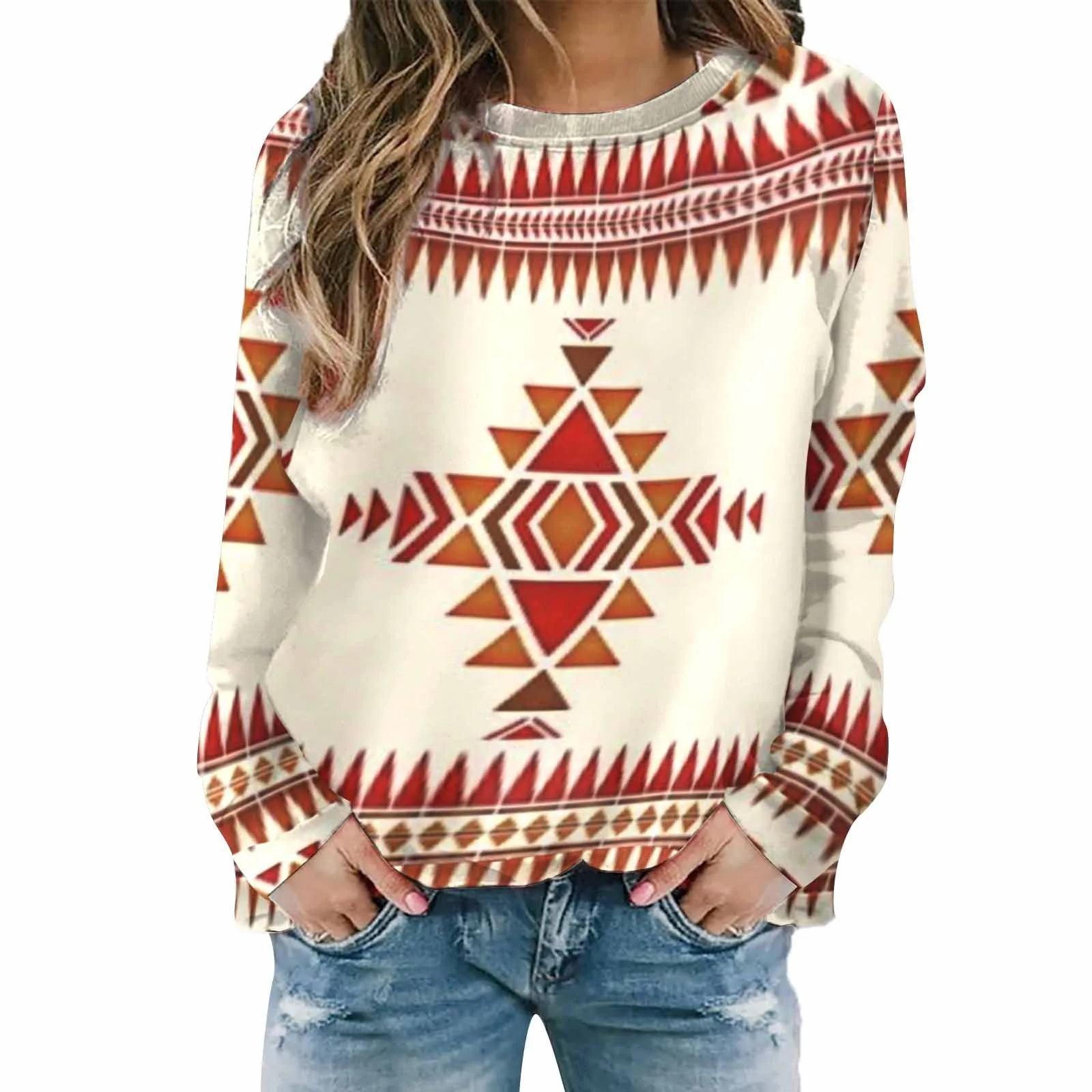 

Женский флисовый пуловер с длинным рукавом и круглым вырезом