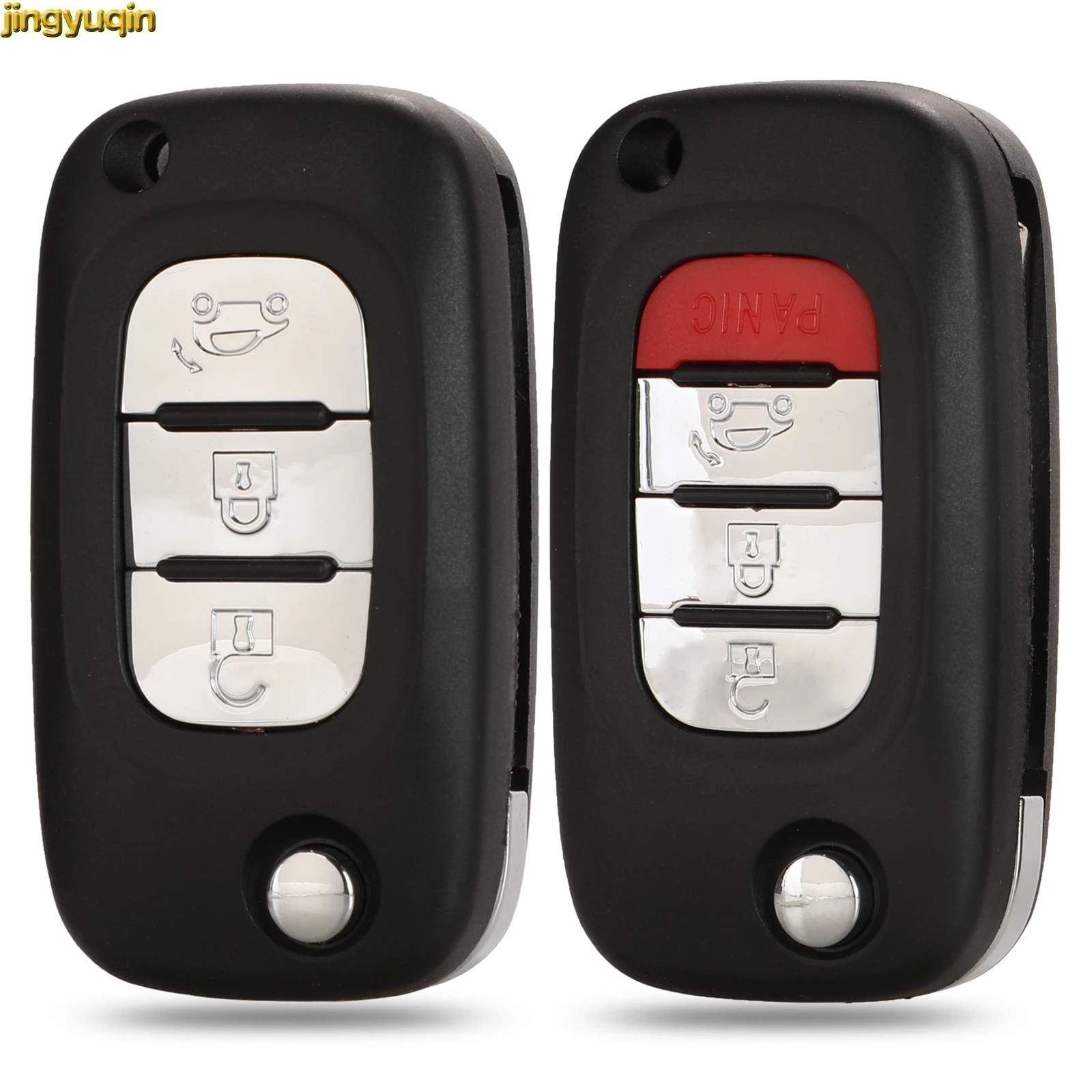 Jingyuqin 3/4 Pulsante Flip Remote Car Key Fob Shell Per Benz Smart Fortwo 453 Forfour 2015-2017 Sostituzione Della Custodia