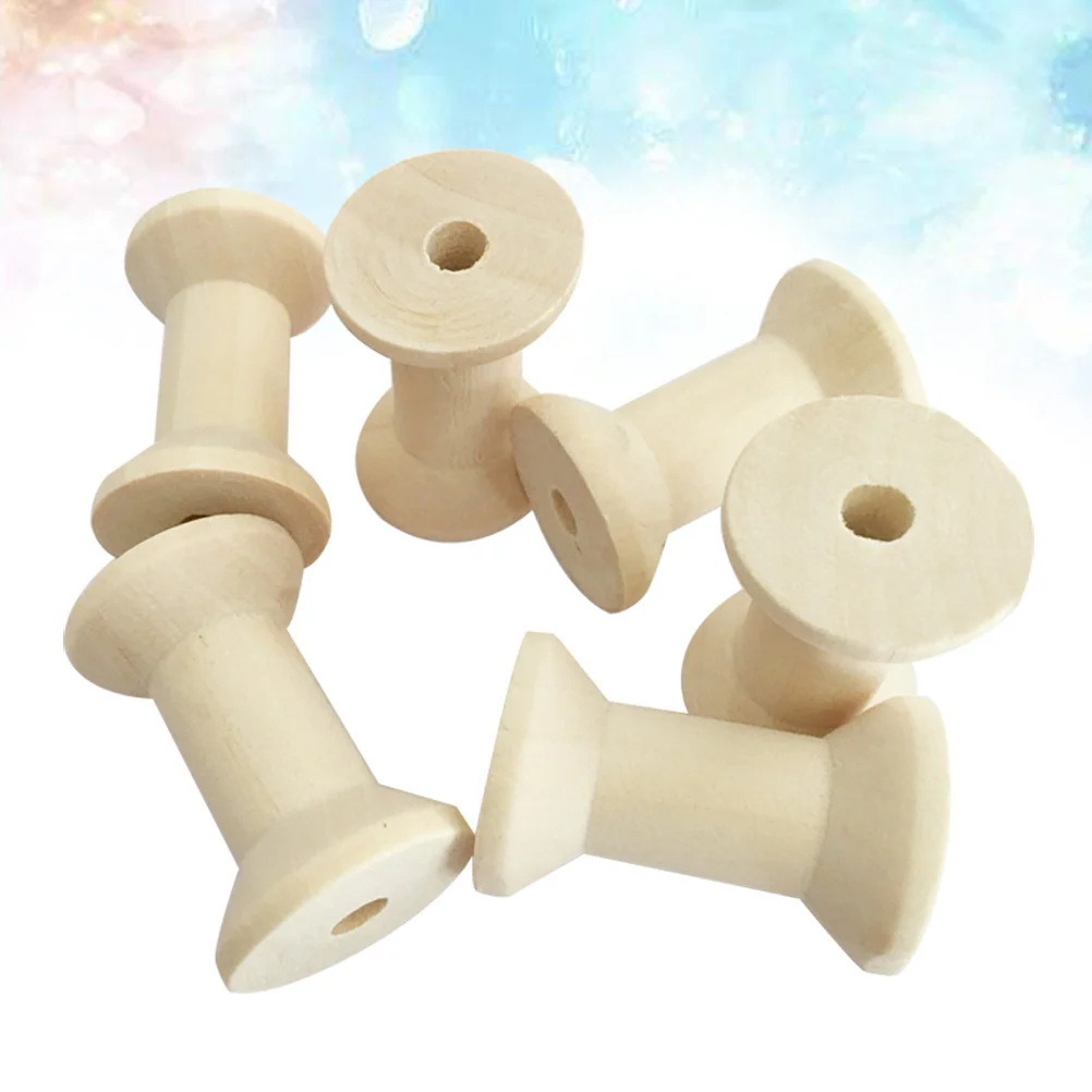 

Wooden Spools Thread Crafts Bobbin Spool Empty Wire Smal Vintage Rack Mini Sewing Roller Holder Coils Wood Yarn Bobbins