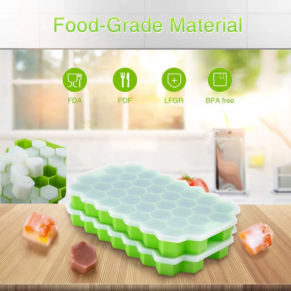 

BPA Free Honeycomb Ice Cube Trays Reusable Silicone Ice cube Mold Ice Maker with Removable Lids Kitchen Ice Tools Gadgets New
