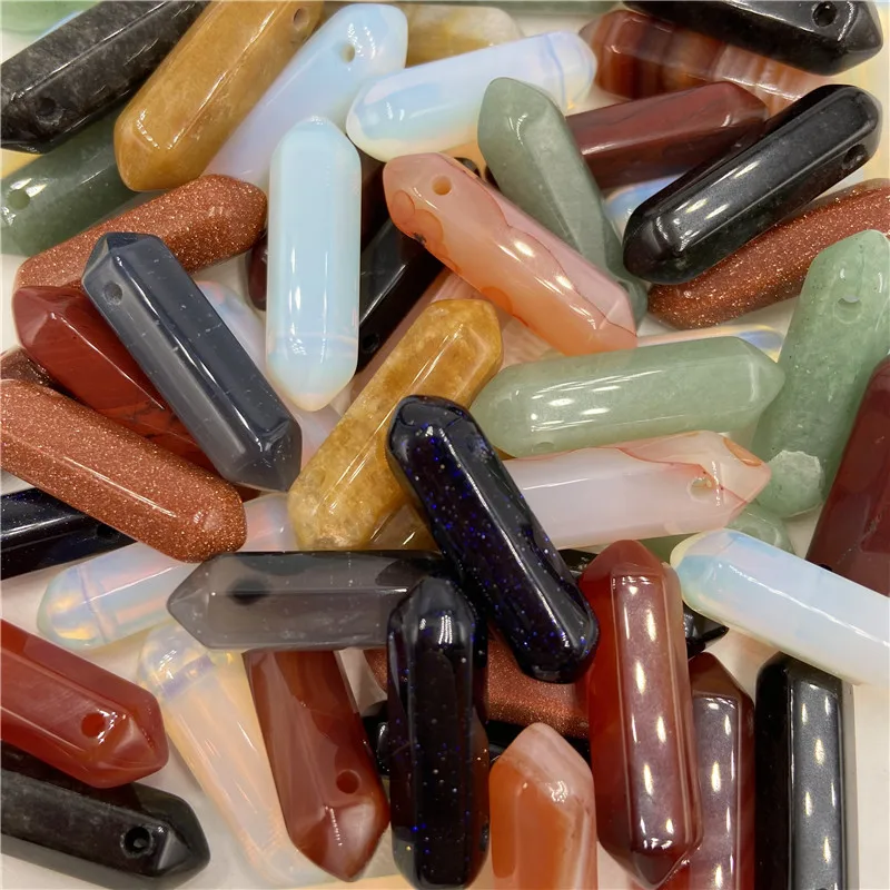 

Natural Stone Hexagon Column Pendant Quartz Crystal Chakra Reiki Healing Charms For DIY Necklace Earrings Accessories