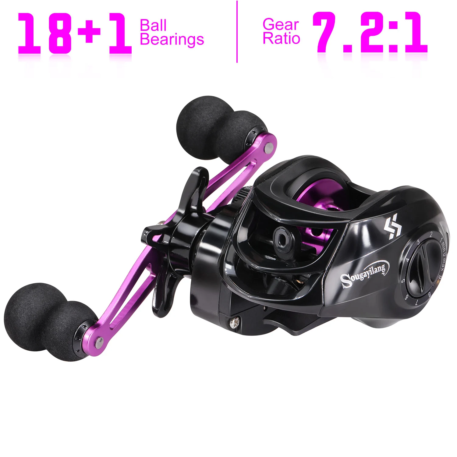 

Baitcasting Reel, 7.2 1 Gear Ratio Super Smooth Power