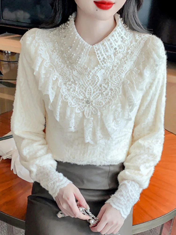 Осенняя рубашка победителя для женщин модная офисная блузка с бисером винтажные