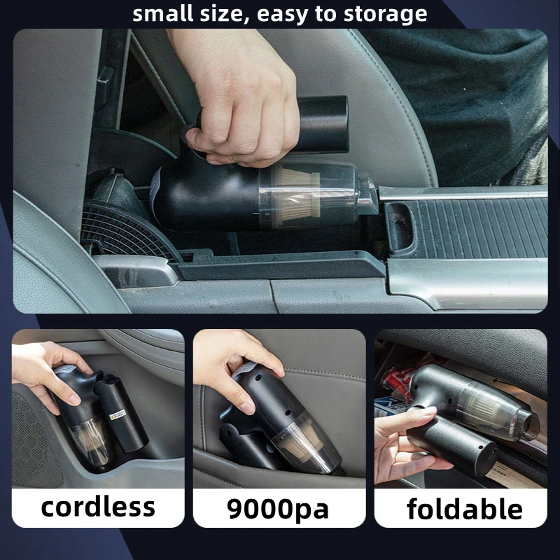 

Беспроводной автомобильный пылесос, ручной перезаряжаемый пылесос с сильным всасыванием, складной, для уборки салона автомобиля