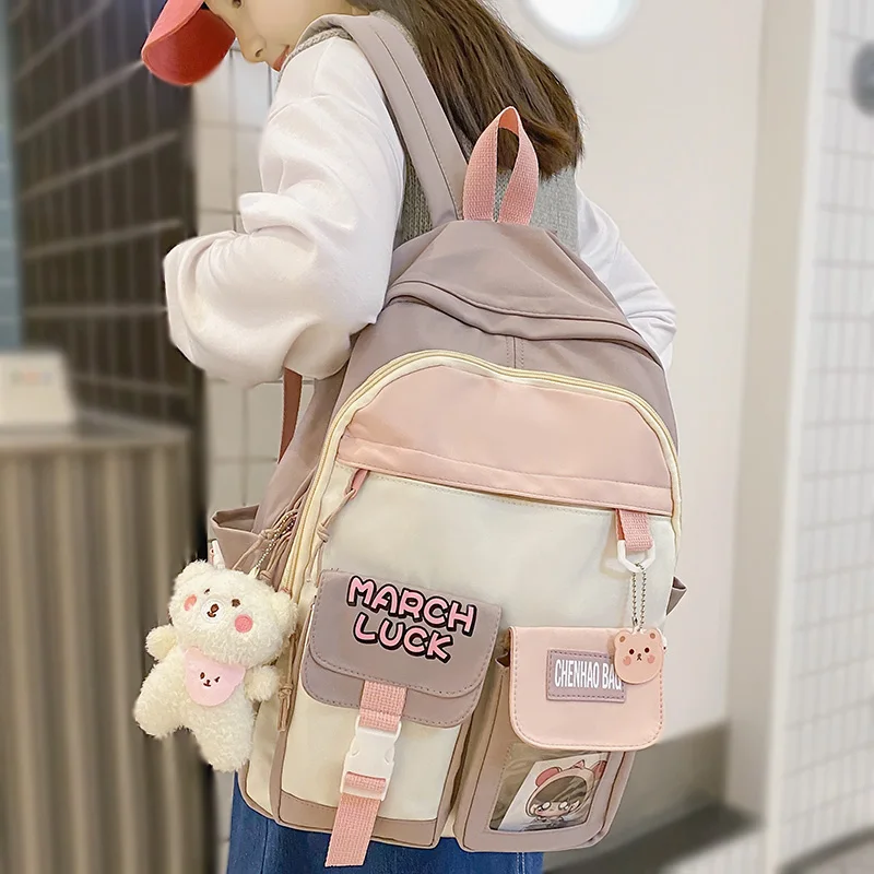 

Lady Transparent Kawaii Waterproof Backpack Female Harajuku Cute Laptop Bag Girl College Backpack Fashion Women Clear Travel Bag