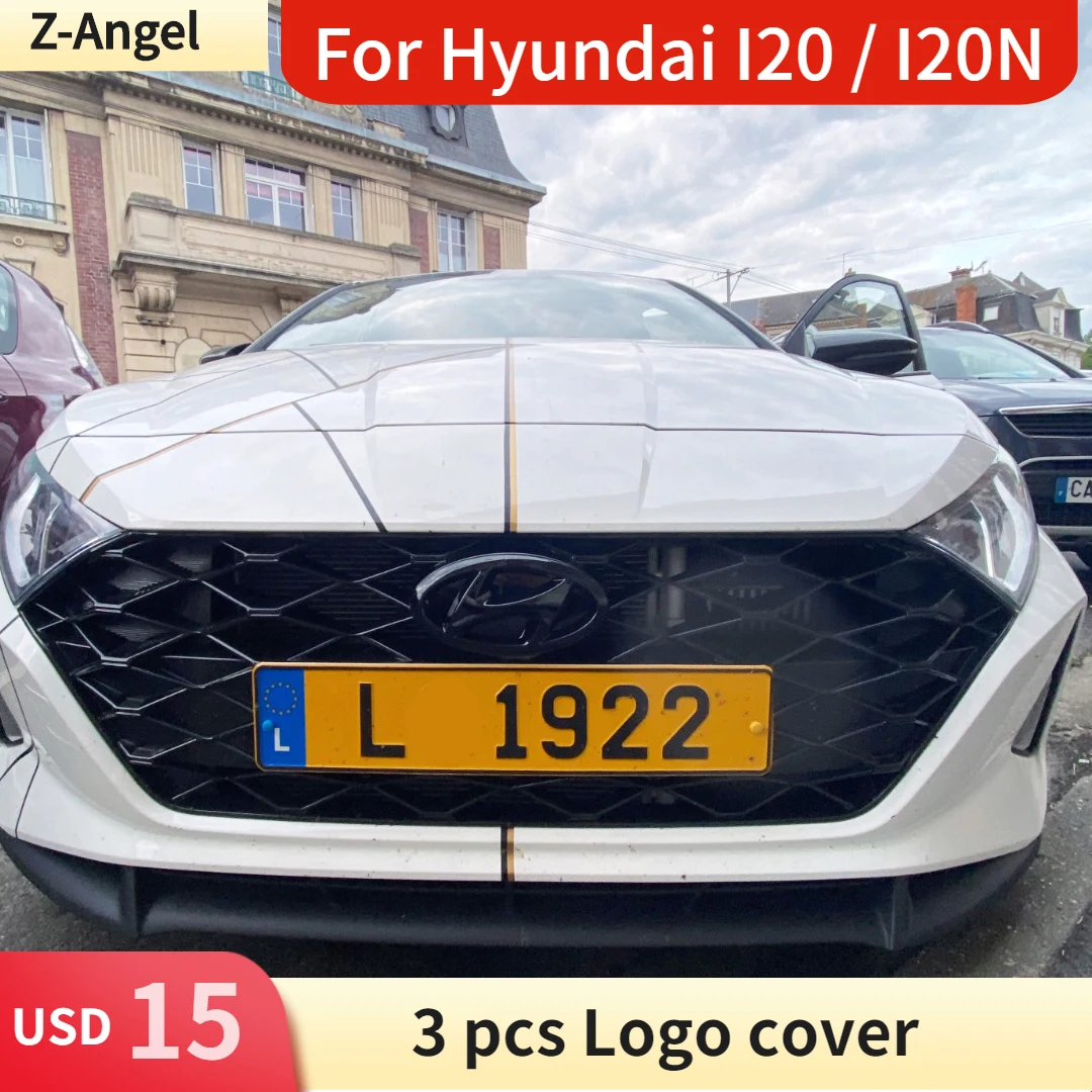 3pcs Steering wheel cover for Hyundai I20 Tail box car Head black carbon fibre for Hyundai I20N